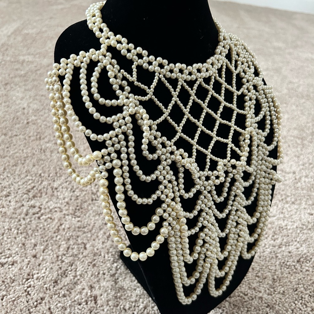 Ivory Pearl Multi-Strand Statement Necklace - Picture 2 of 2